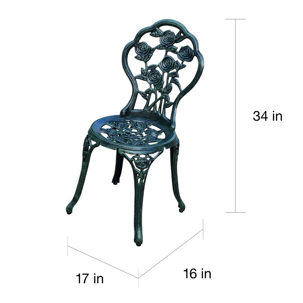 Ensemble bistro 3 pièces Camellia en fonte d'aluminium vert Verdi avec table et 2 chaises