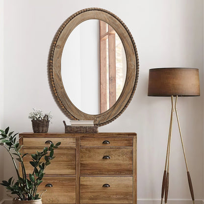 Miroir mural ovale de 81 cm avec cadre en bois Cameo, miroir mural de salle de bain - 31,89 H x 24 L x 1,26 P