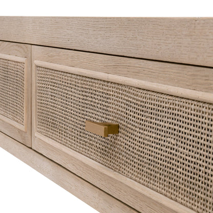 Console d'entrée à 2 tiroirs en rotin