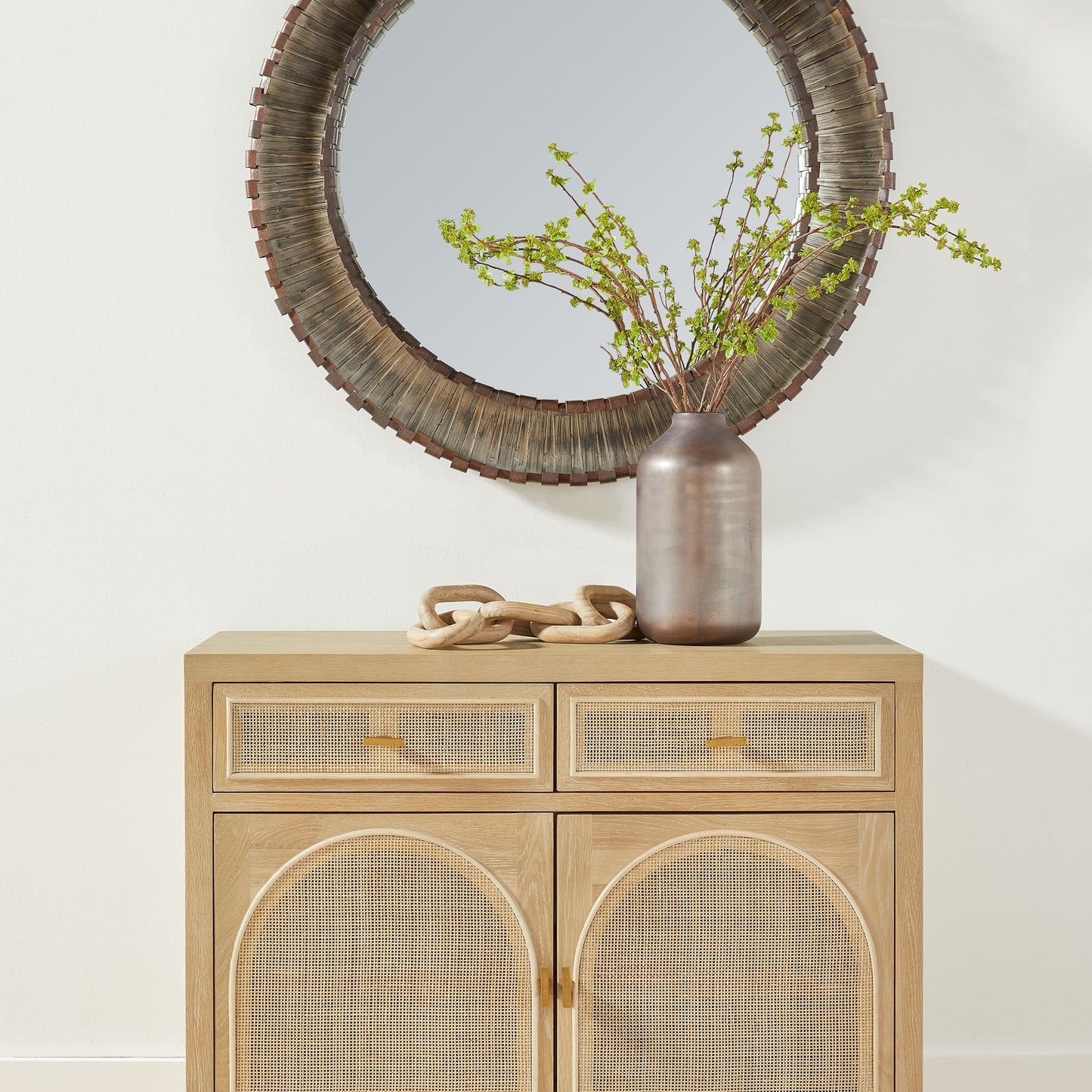 Meuble multimédia en rotin