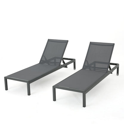 Chaise longue d'extérieur en aluminium Cape Coral (lot de 2) par Christopher Knight Home - 77,56 po x 25,20 po x 11,80 po