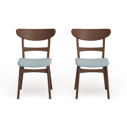 Chaise de salle à manger Abrielle en bois d'hévéa rembourrée de style milieu de siècle (lot de 2) par Christopher Knight Home
