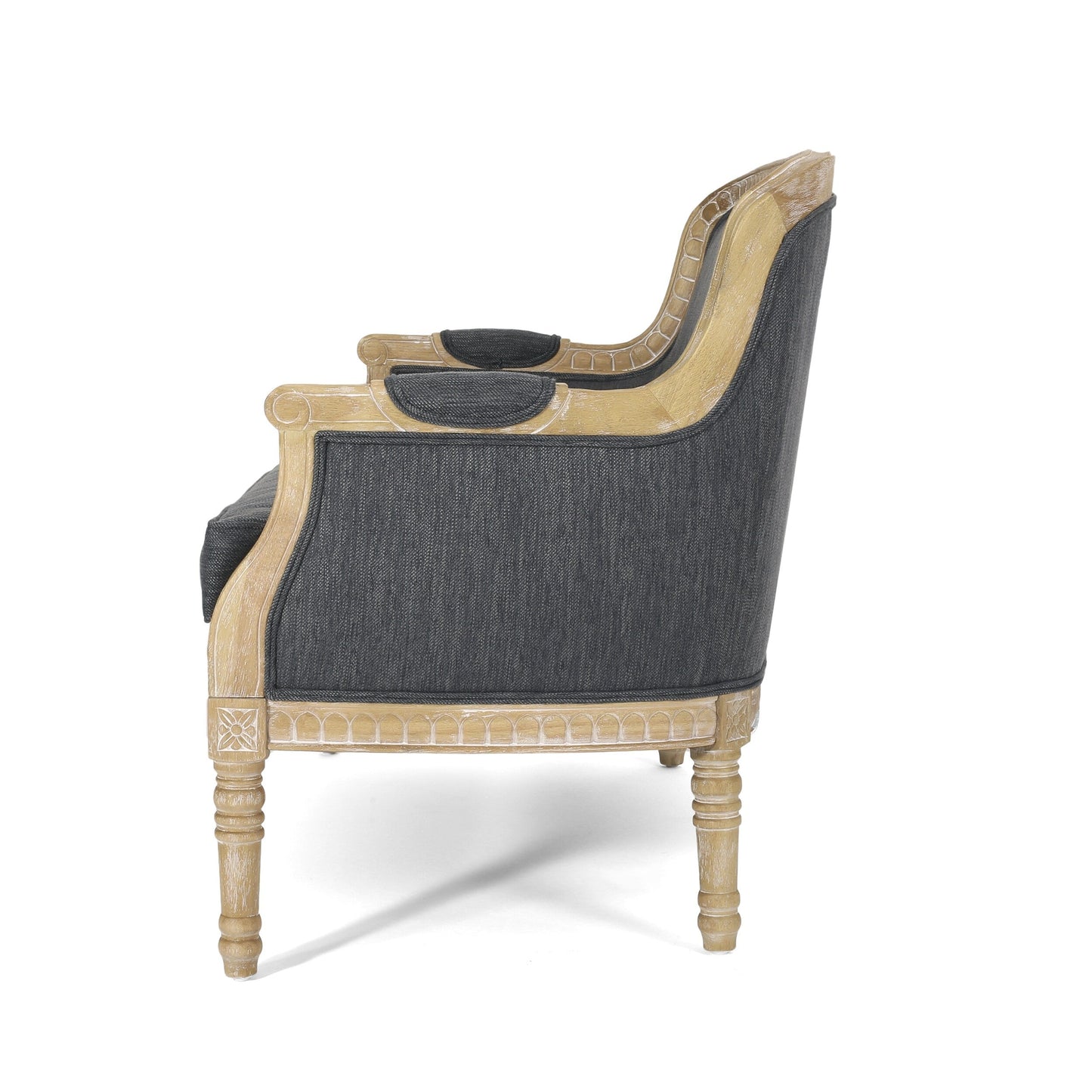 Canapé causeuse en bois anthracite avec cadre en bois d'hévéa