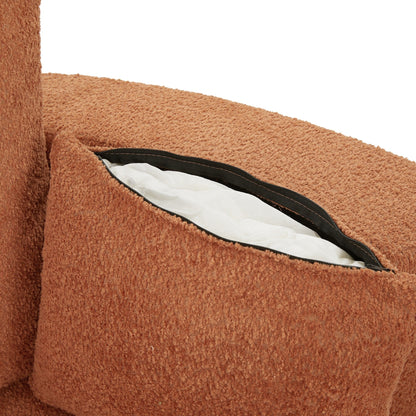 Fauteuil d'appoint en chenille, fauteuil rond avec base pivotante à 360 degrés et 3 coussins amovibles