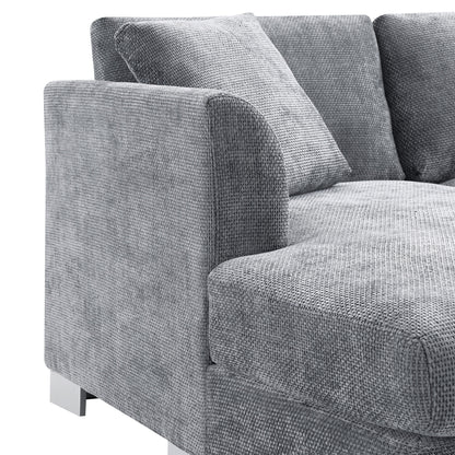 Canapé sectionnel Cloud, ensemble de canapés de luxe en forme de L avec 2 oreillers gratuits, mobilier d'intérieur 4 places en chenille avec méridienne surdimensionnée