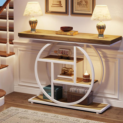 Console d'entrée, table de canapé industrielle à 4 niveaux derrière le canapé