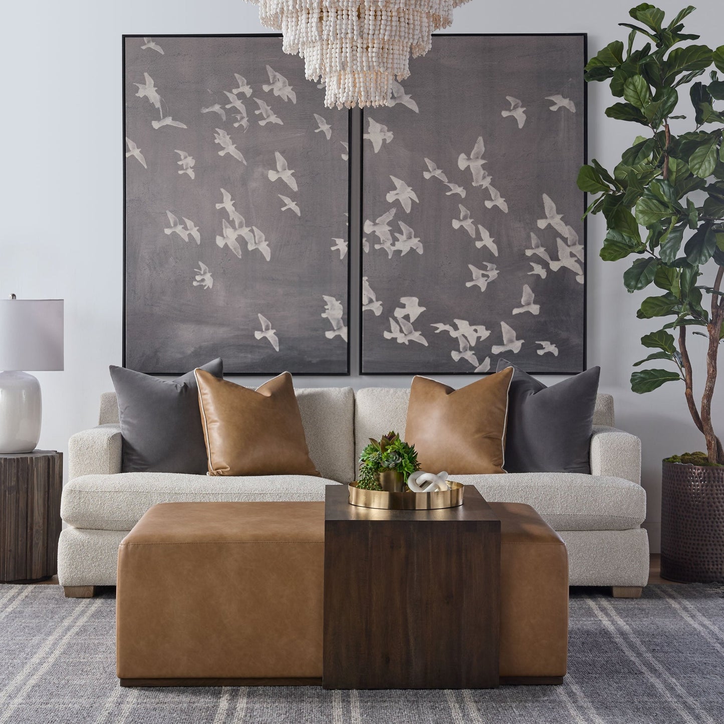 Table basse rembourrée à queue d'aronde