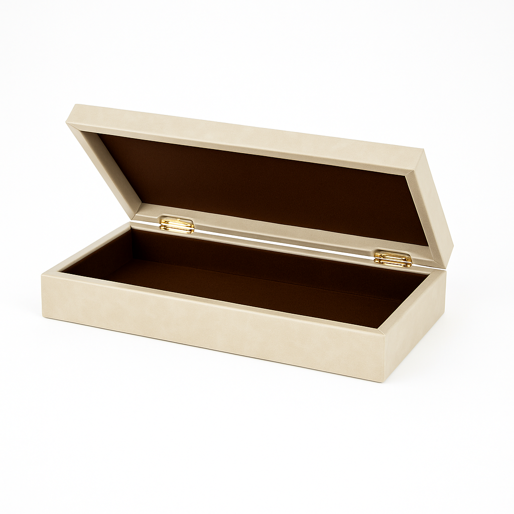 Boîte décorative Hayles – Similicuir avec accent tissé, 16