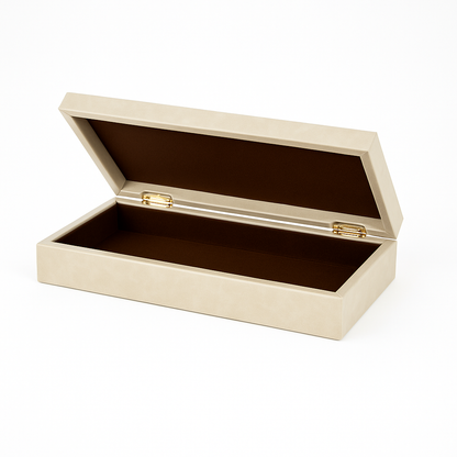 Boîte décorative Hayles – Similicuir avec accent tissé, 16