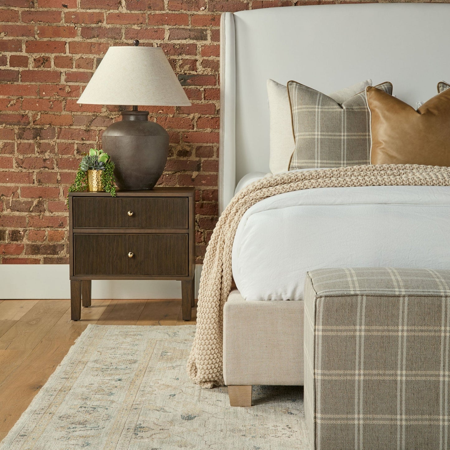 Table de chevet à 2 tiroirs Highland