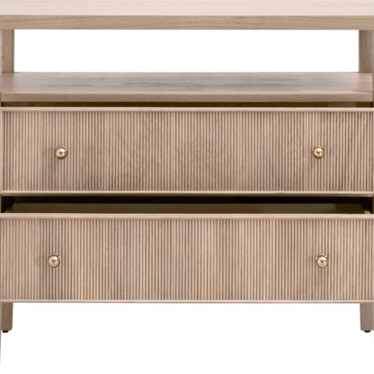 Table de chevet à 2 tiroirs avec étagère ouverte Highland