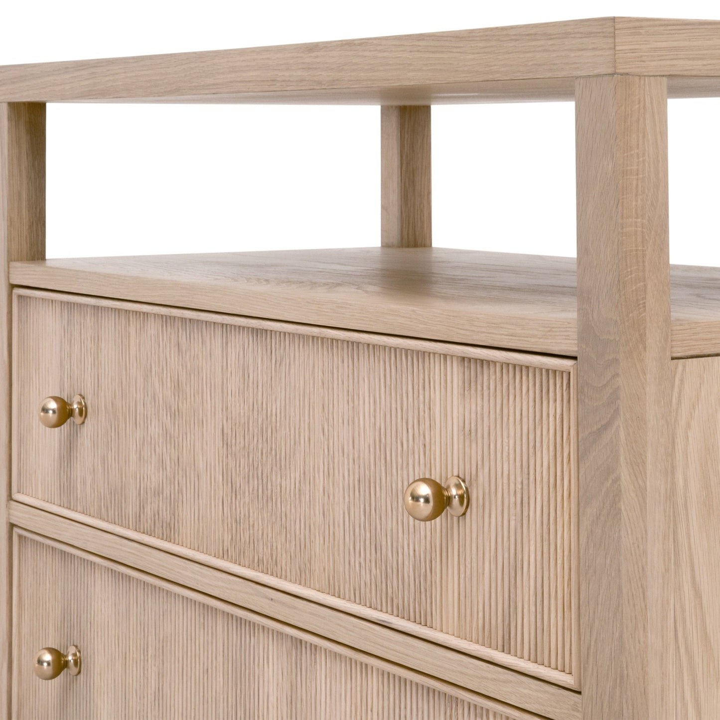 Table de chevet à 2 tiroirs avec étagère ouverte Highland