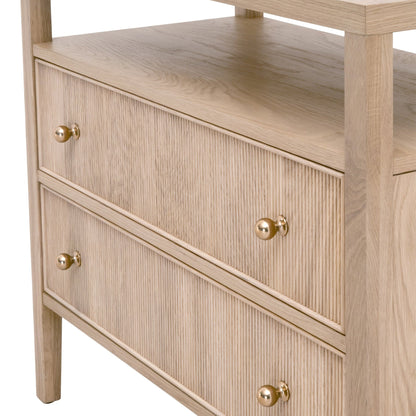 Table de chevet à 2 tiroirs avec étagère ouverte Highland