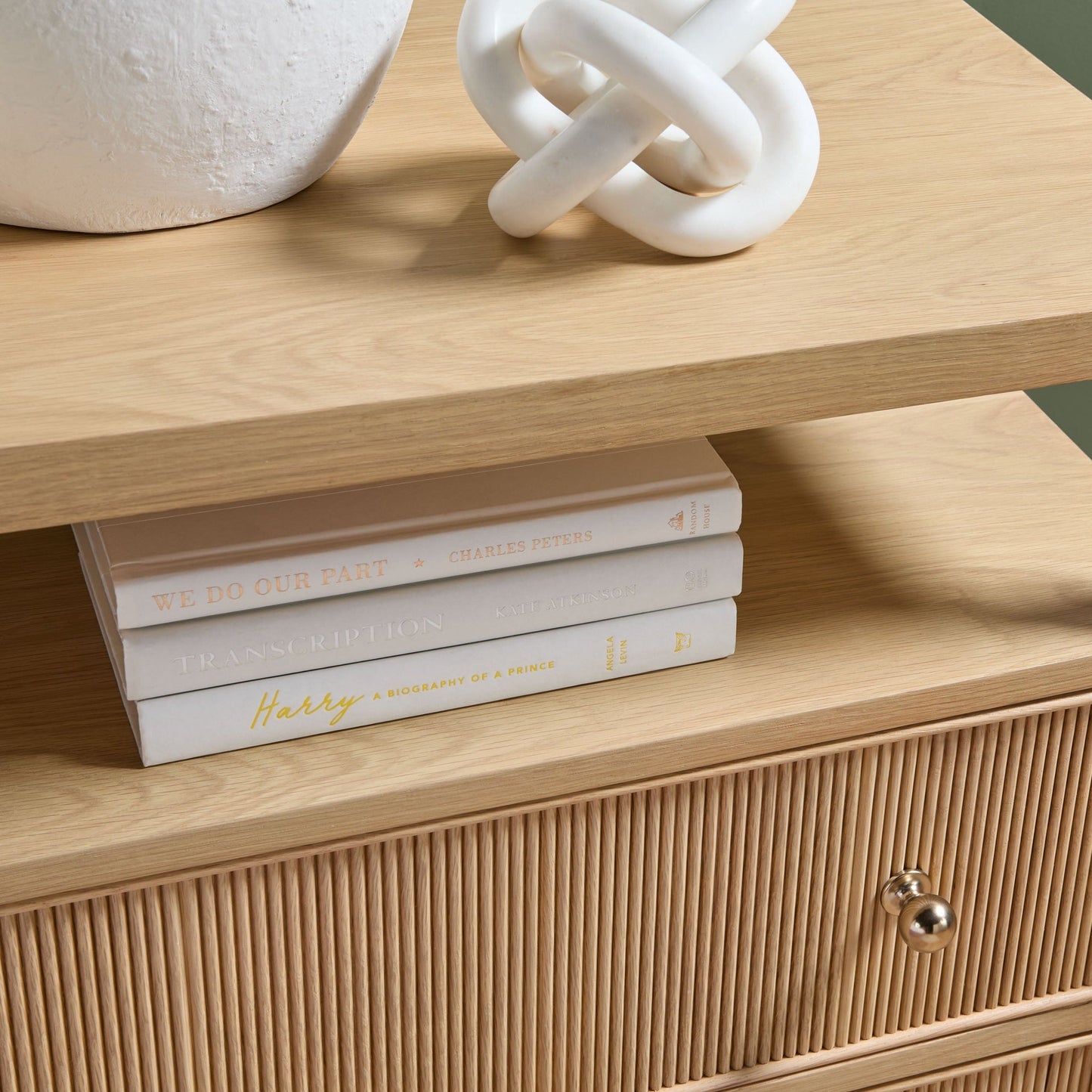 Table de chevet à 2 tiroirs avec étagère ouverte Highland