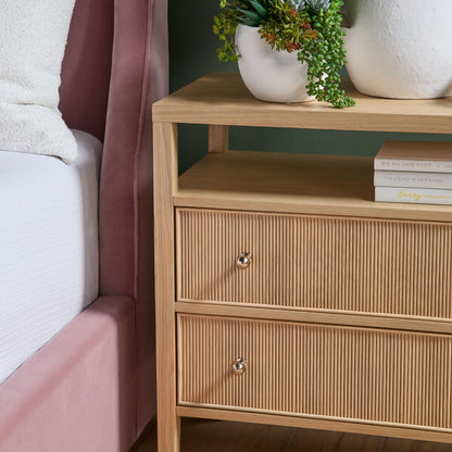 Table de chevet à 2 tiroirs avec étagère ouverte Highland