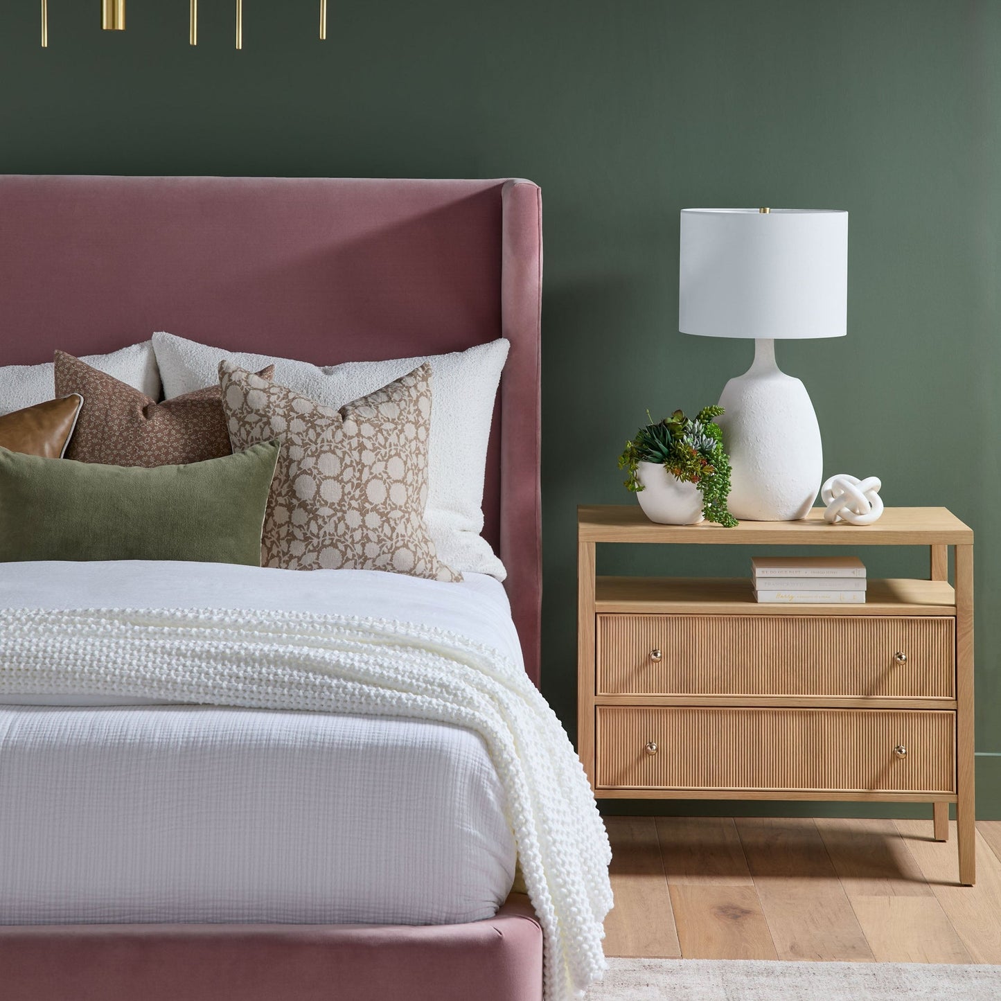 Table de chevet à 2 tiroirs avec étagère ouverte Highland