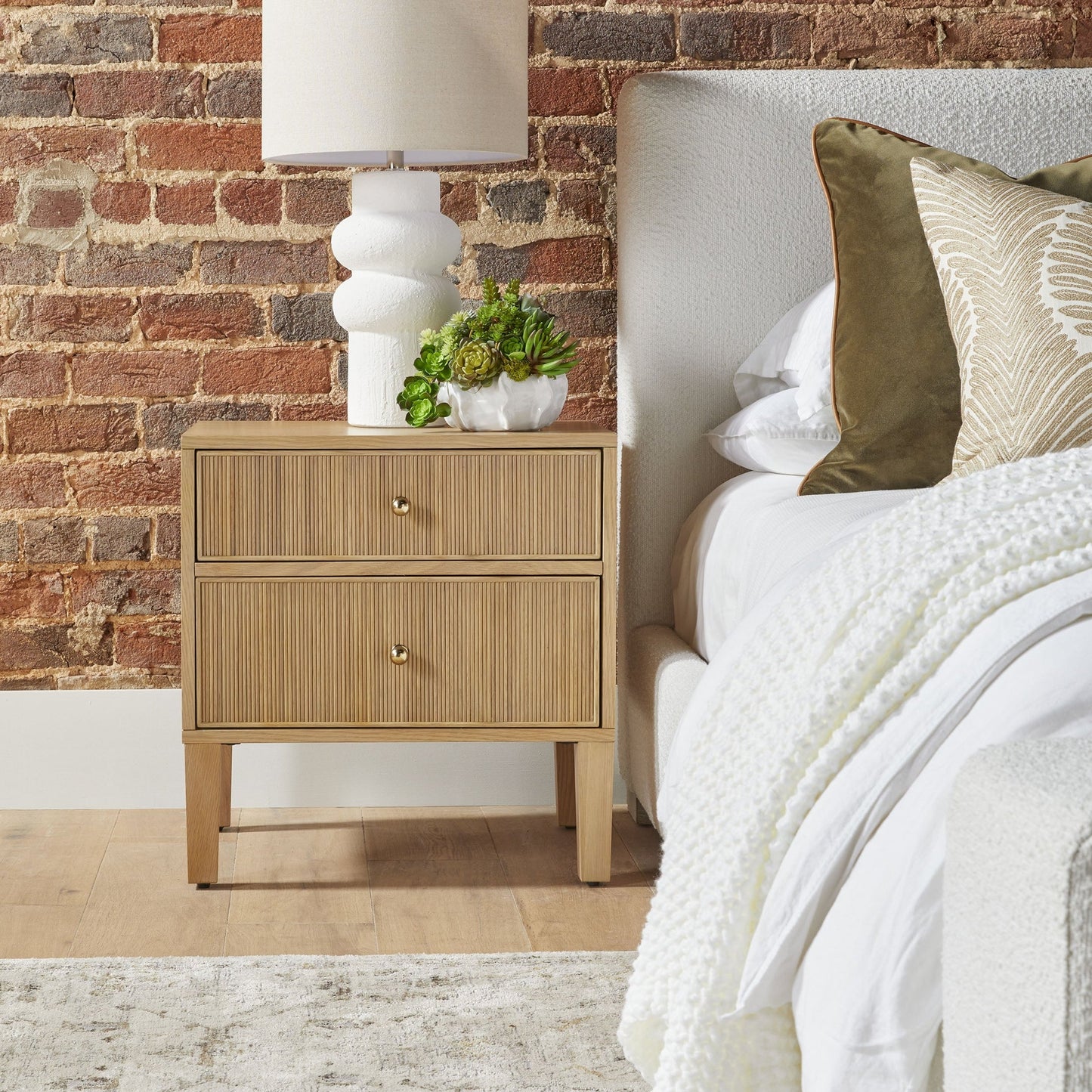 Table de chevet à 2 tiroirs Highland