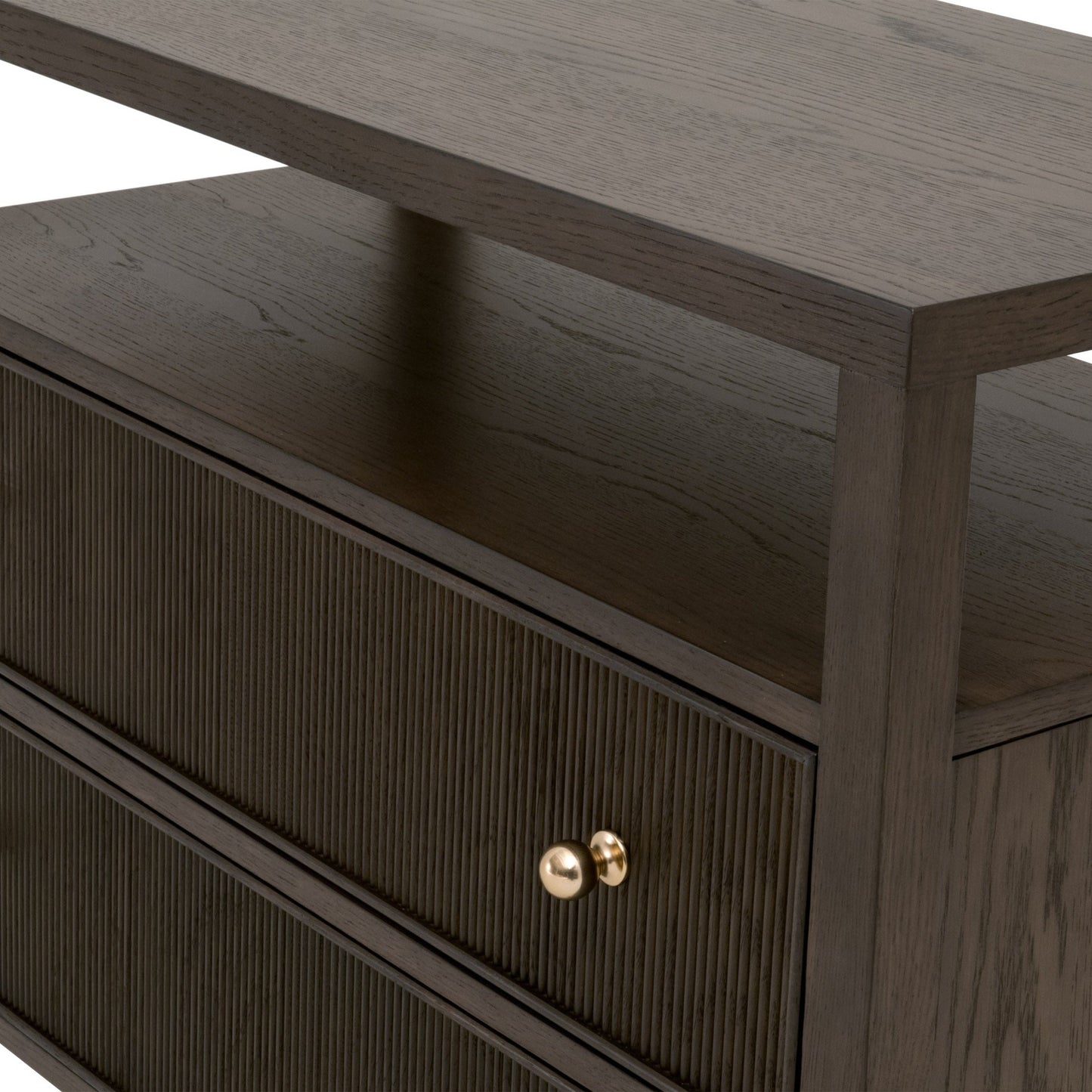 Table de chevet à 2 tiroirs avec étagère ouverte Highland