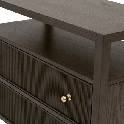 Table de chevet à 2 tiroirs avec étagère ouverte Highland