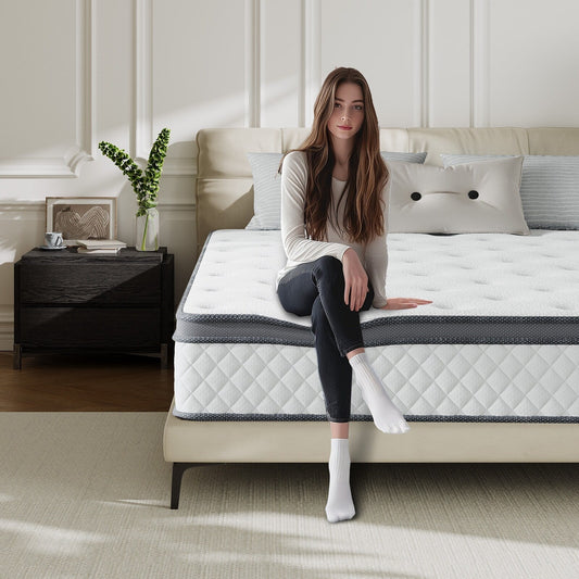 Matelas hybride en mousse à mémoire de forme SweDrea de 12 po de taille moyenne avec CertiPUR-US et Oeko-TEX, doté d'une absorption au charbon de bambou.