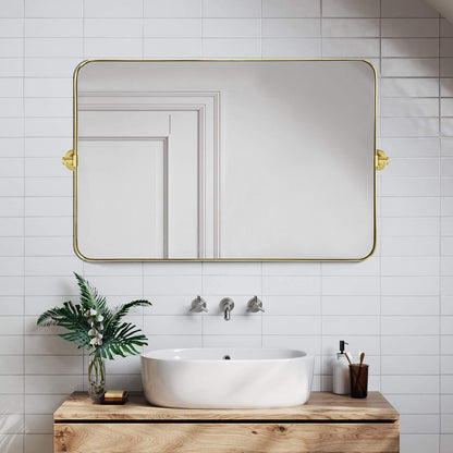 Miroir mural rectangulaire pivotant et inclinable en métal TEHOME Jonathan