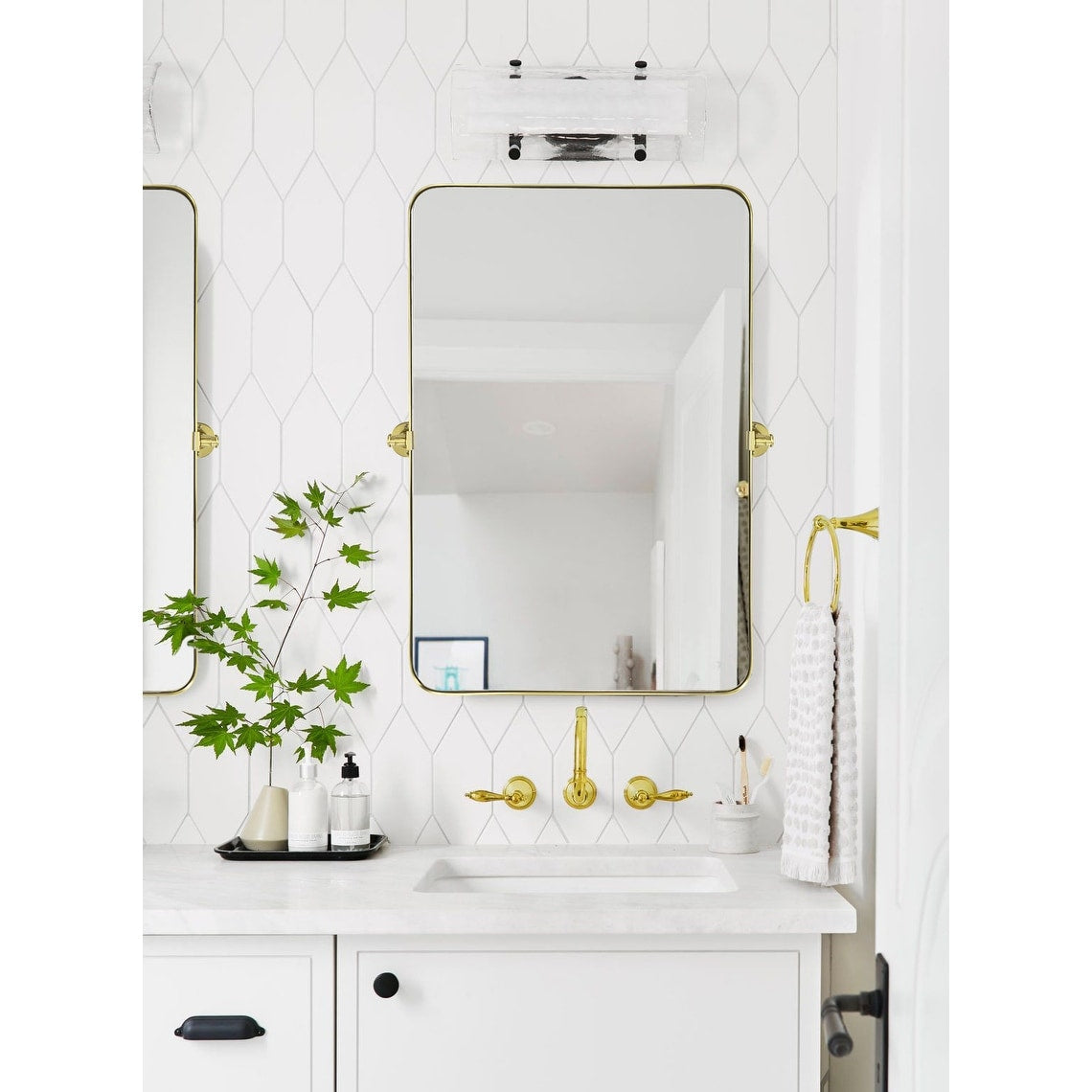 Miroir mural rectangulaire pivotant et inclinable en métal TEHOME Jonathan