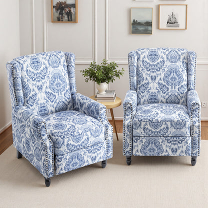 Ensemble de 2 fauteuils inclinables manuels à dossier à motif floral vintage de 29 po de largeur