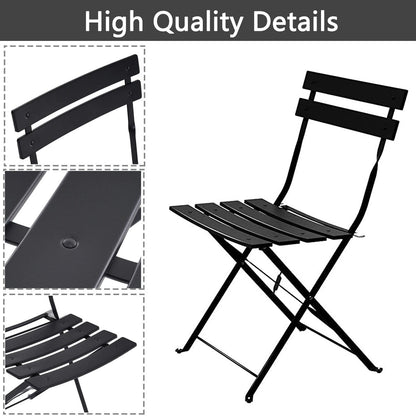 Ensemble bistrot pliant en métal 3 pièces, résistant aux intempéries, pour l'extérieur et l'intérieur, idéal pour la terrasse, la cour et le jardin.