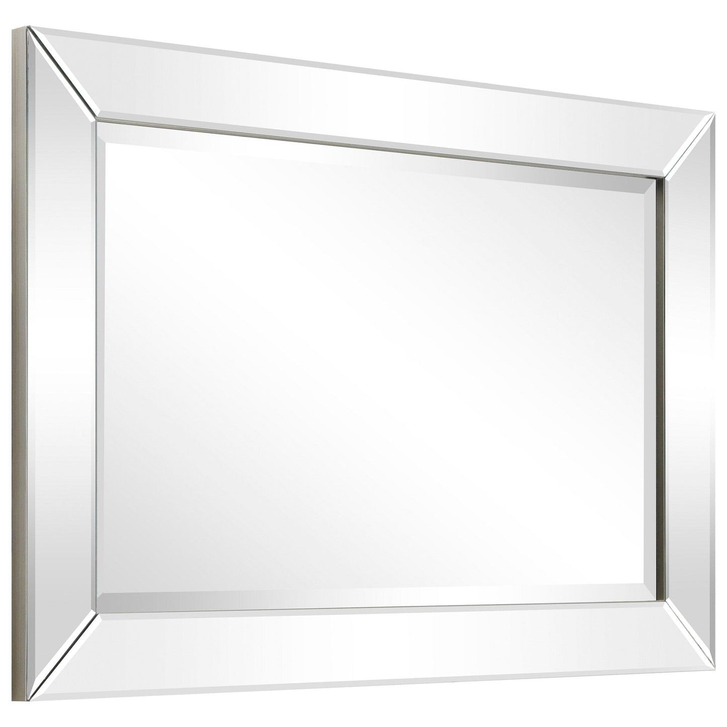 Miroir mural rectangulaire biseauté transparent HD pour salle de bain, coiffeuse et chambre à coucher, 3 tailles
