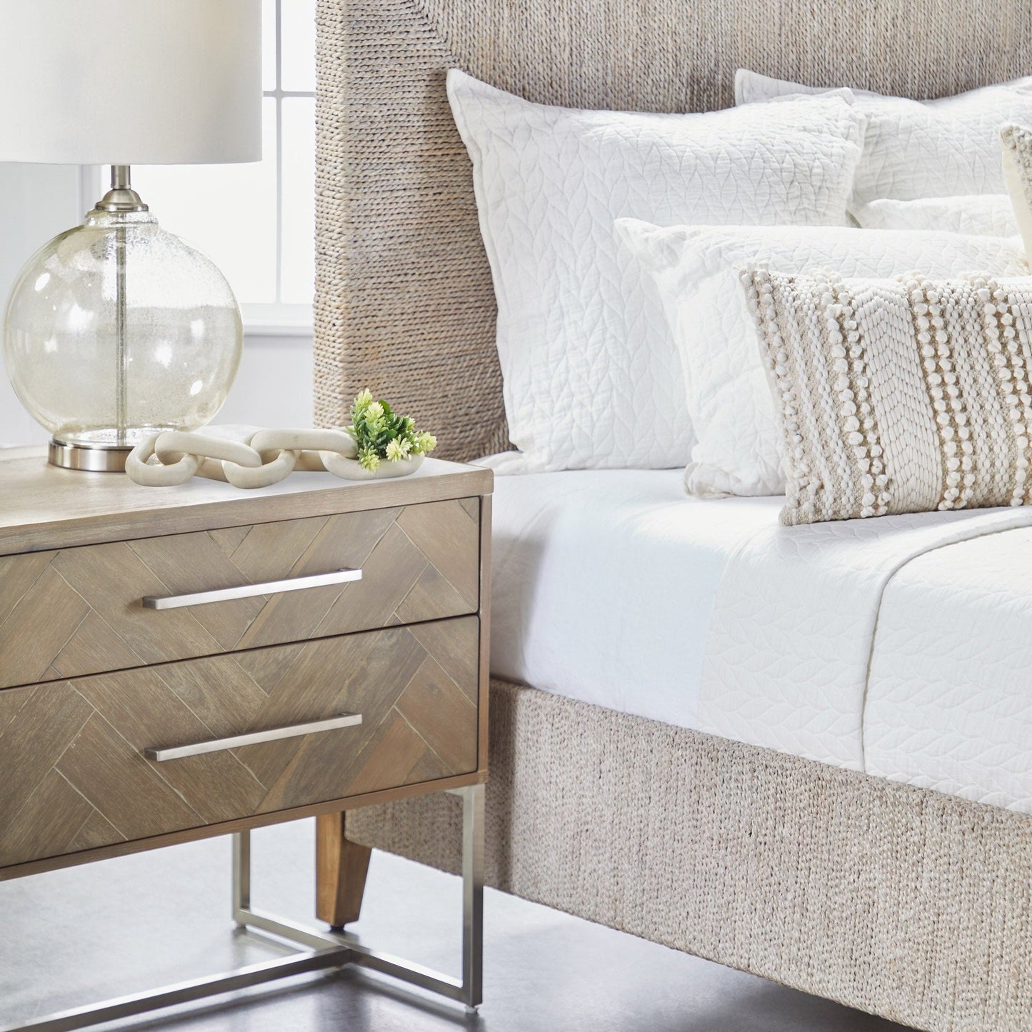 Table de chevet à 2 tiroirs en mosaïque