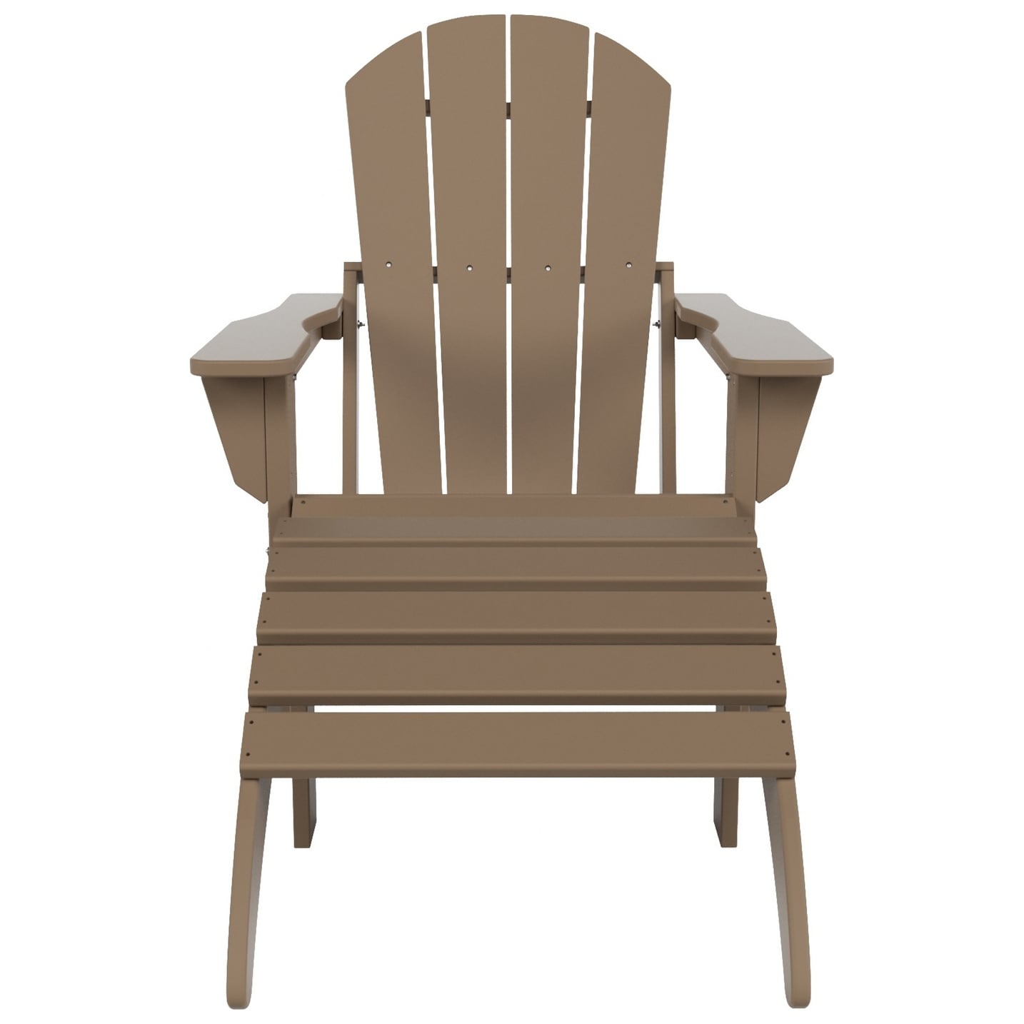 Chaise Adirondack pliable Polytrends Laguna en PEHD pour terrasse extérieure toutes saisons avec pouf (ensemble 2 pièces)