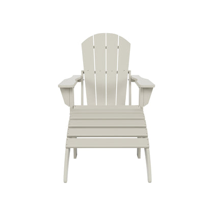 Chaise Adirondack pliable Polytrends Laguna en PEHD pour terrasse extérieure toutes saisons avec pouf (ensemble 2 pièces)