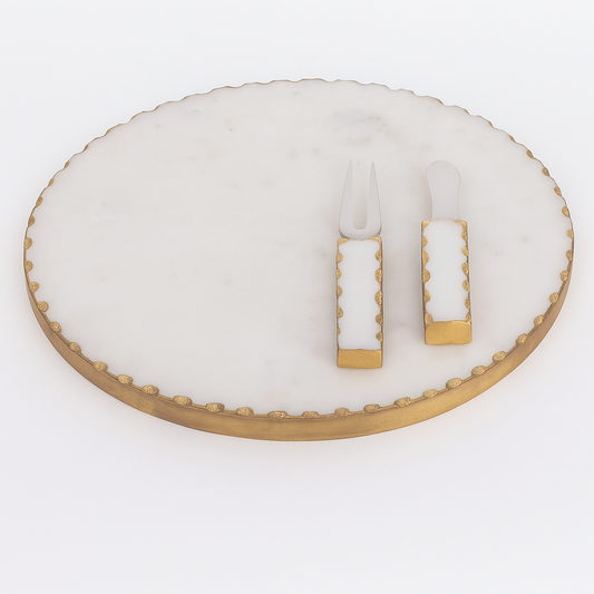 Ensemble d'assiettes Palace – Plateau à fromages en marbre naturel avec ustensiles