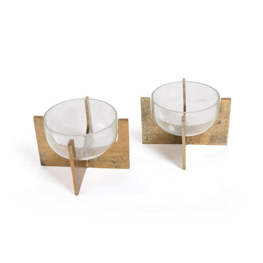 Bols Paladin – Lot de 2, dorés et en verre grainé