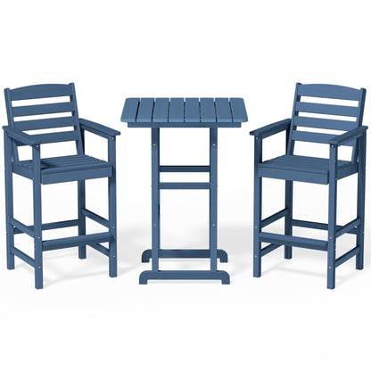 Ensemble de 3 chaises hautes Adirondack en plastique pour patio