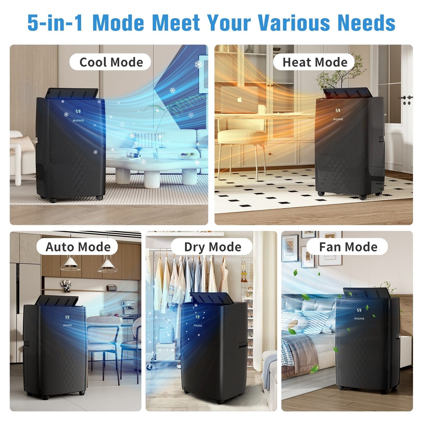 Climatiseur portatif avec chauffage – 12 000 BTU de refroidissement et 10 000 BTU de chauffage pour pièces jusqu'à 700 pi²