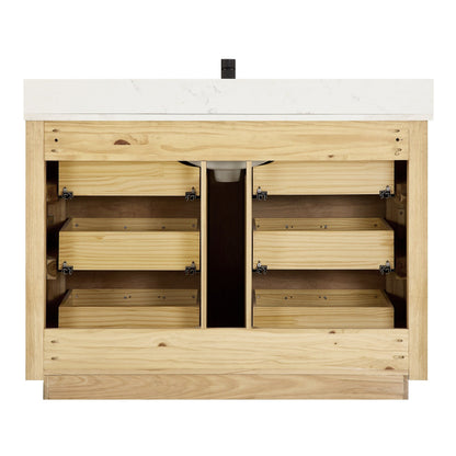 Meuble-lavabo Porto avec dessus en quartz blanc sans miroir