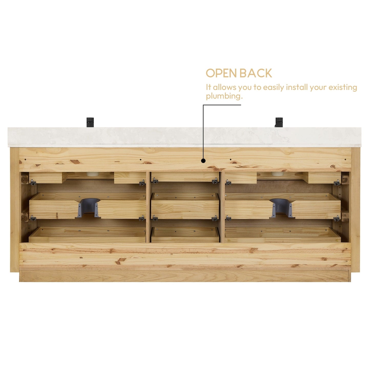 Meuble-lavabo Porto avec dessus en quartz blanc sans miroir