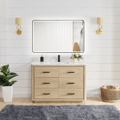 Meuble-lavabo Porto avec dessus en quartz blanc sans miroir