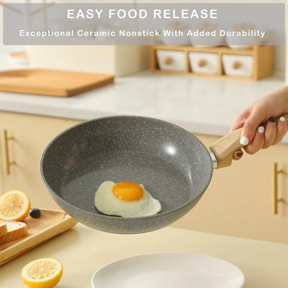 Ensemble de casseroles et poêles antiadhésives en céramique Ensemble de cuisine antiadhésive avec poêle à frire, casserole, sauteuse, cocotte