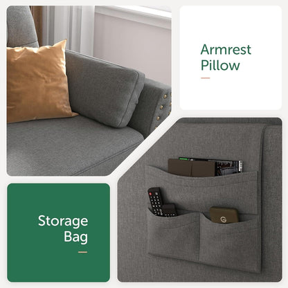 Canapé sectionnel réversible en L, convertible, 4 places, gris foncé