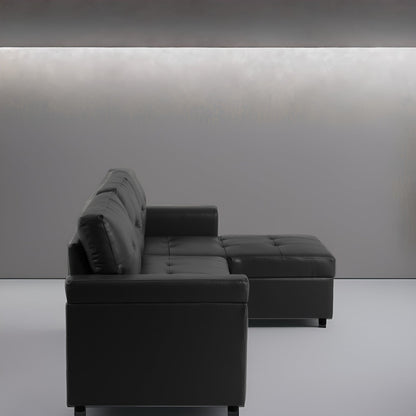 Canapé sectionnel réversible avec lit gigogne, méridienne avec rangement dissimulé, pieds durables,