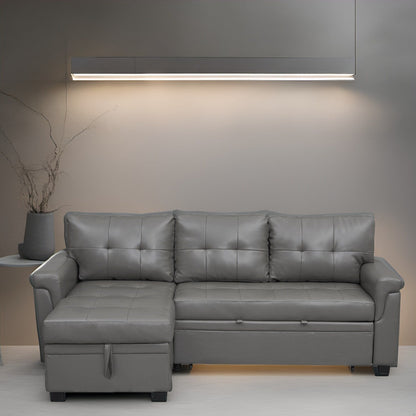 Canapé sectionnel réversible avec lit gigogne, méridienne avec rangement dissimulé, pieds durables,