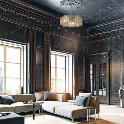 Lustre à 3 lumières River of Goods Bryar en laiton et cristal 23,5 W - 23,5 x 23,5 x 61,5