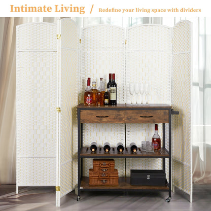 Paravent de séparation de pièce de 6 pieds de haut en fibre tissée, écran de confidentialité autoportant, écran pliant