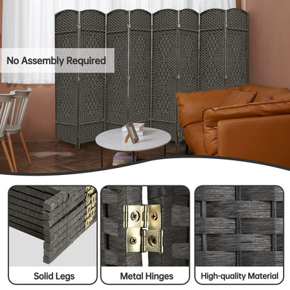 Paravent de séparation de pièce de 6 pieds de haut en fibre tissée, écran de confidentialité autoportant, écran pliant