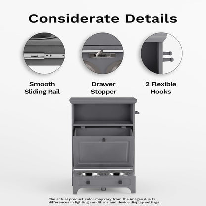 Station d'alimentation pour chiens Roomfitters avec 2 gamelles surélevées et armoire d'alimentation inclinable pour animaux de compagnie