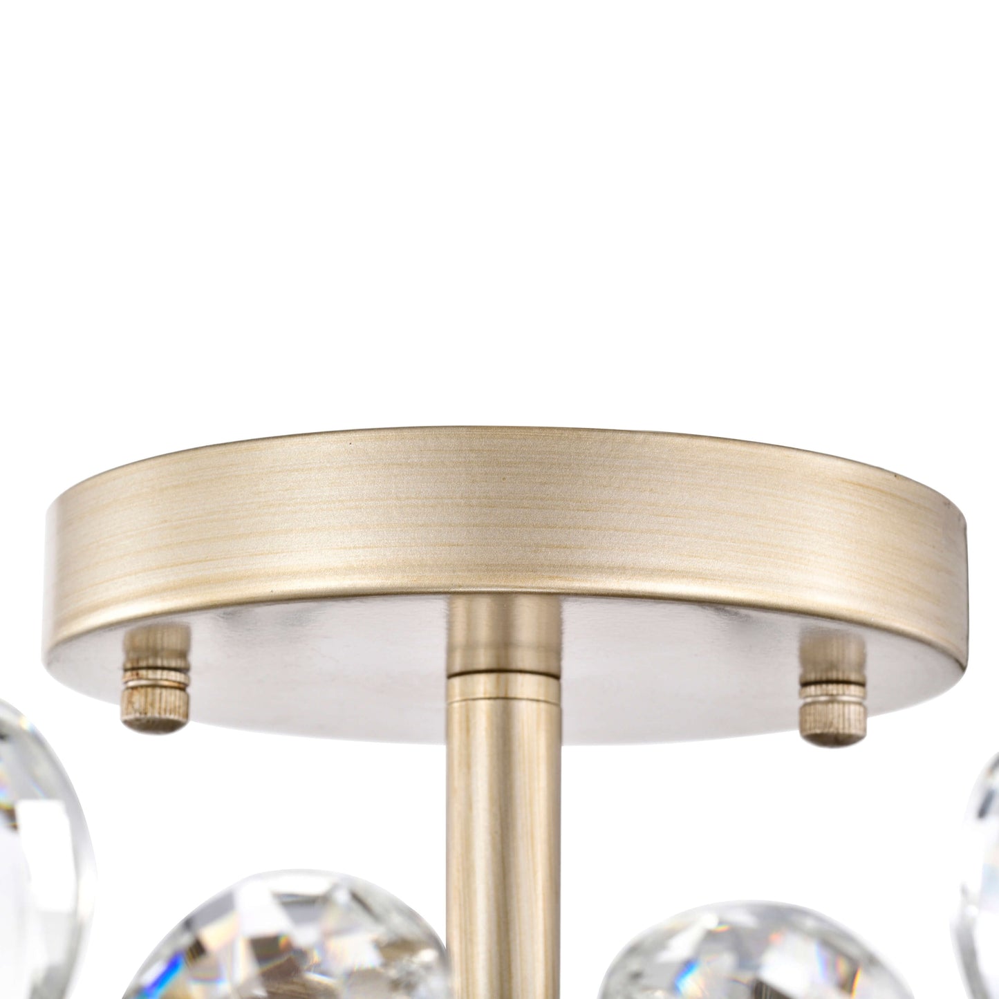 Plafonnier Rosa à 6 lumières en cristal argenté brossé avec fleur de champagne - 17,7 pouces de diamètre x 8,7 pouces de hauteur