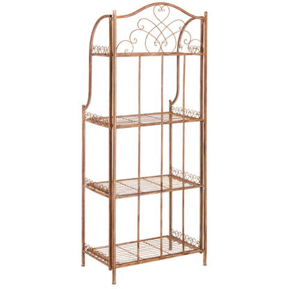 Étagère de boulangerie d'extérieur à 4 niveaux en fer forgé victorien SAFAVIEH Bryn - 25 po L x 15 po P x 63 po H - 25L x 15P x 63H