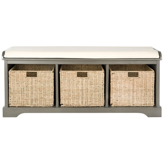 Banc de rangement SAFAVIEH Eola gris/blanc - 47 x 16,1 x 19,9 - 47 L x 16 P x 20 H